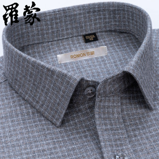 罗蒙 男士长袖纯棉衬衫 休闲中年爸爸装