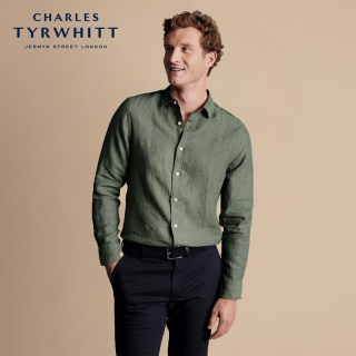 CHARLES TYRWHITT 查特 男士亚麻衬衫 CSH0015OLV