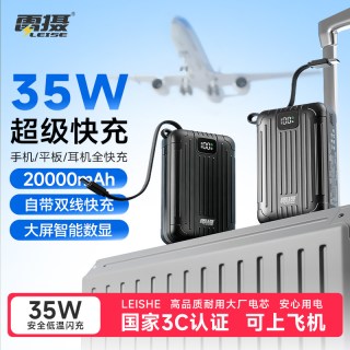 雷摄 充电宝20000毫安双线35w快充移动电源通用2026新款小巧便携适用苹果小米