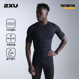 2XU Core系列压缩衣专业训练跑步越野健身服男短袖速干紧身衣hyrox 黑色/黑色 26年