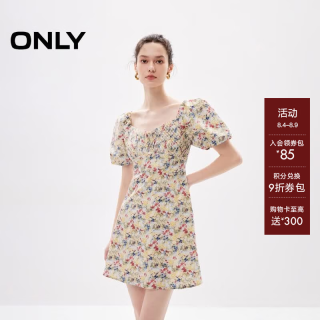ONLY 夏季时尚显瘦泡泡袖收腰短裙连衣裙 124207055