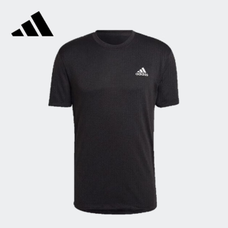 adidas HT9052 透气速干 黑色 A/L 运动T恤