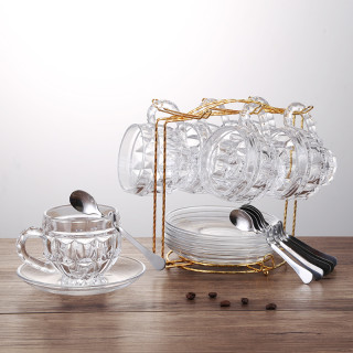 创意无铅透明多款玻璃咖啡杯耐热带把拿铁泡茶杯牛奶玻璃杯子套装