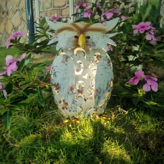 亚马逊铁皮动物太阳能灯装饰庭院户外草坪雕塑猫头鹰