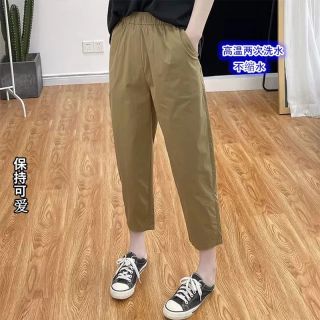 移动端：2026纯棉女裤夏季薄款八分烟管裤宽松休闲大码高腰小个子显高显瘦