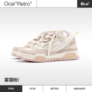 Ocai RETRO 大面包鞋复古情侣厚底鞋国潮牌运动板鞋男女 雾霾粉 44