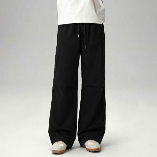 马登 黑色解构直筒工装裤子男款2026新款夏季宽松阔腿长裤纯棉休闲裤子品质通勤男装