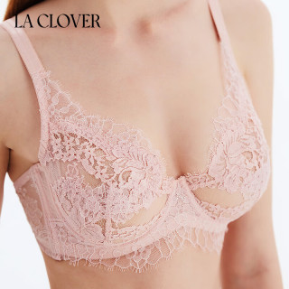 LA CLOVER 秘密恋歌蕾丝性感内衣女士LC2023119 粉色-剔透钻饰蕾丝薄杯文胸套装 75B 165