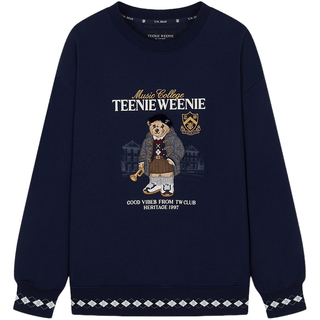 TEENIE WEENIE 格纹拼接刺绣圆领卫衣