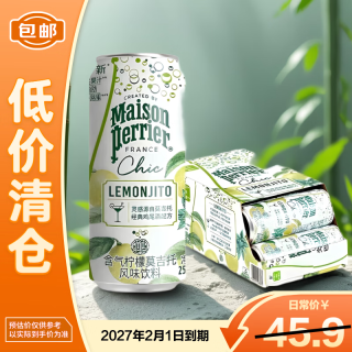 巴黎水 氼颂含气柠檬味莫吉托饮料250ml*10罐装整箱 法国进口气泡水 解暑 27年2月1日到期