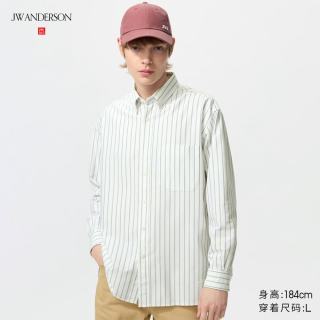 优衣库 484905 牛津纺宽松条纹衬衫 乳白色 4XL