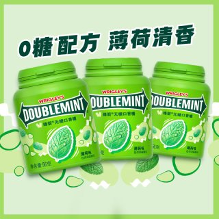 绿箭 薄荷味无糖口香糖果约40粒56g*3瓶清新口气休闲办公零食