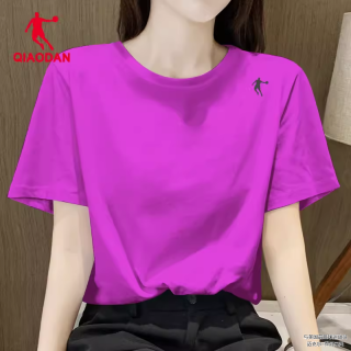 乔丹 短袖T恤女2026新款夏季女装紫色圆领半袖t上衣大码宽松运动服