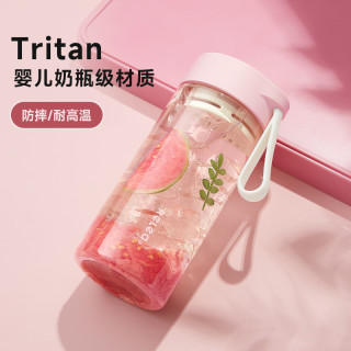 RELEA 简约泡茶杯水杯学生便携极简运动水杯tritan透明杯子