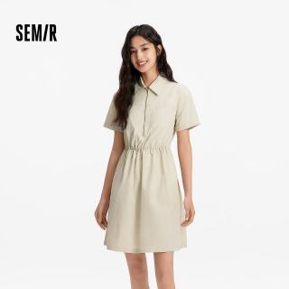 森马 女夏季翻领抽绳收腰防晒凉感肌理工装裙 浅卡其50381 L