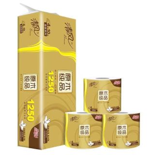 清风 卷纸家用卫生纸有芯卷筒纸厕纸1250克4层10卷家庭实惠装纸巾手纸