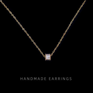 洛梵欣饰 镀14K金小蛮腰锁骨链铜锆石微镶项链气质百搭圣诞节 B-506