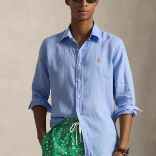 RALPH LAUREN 亚麻材质 纯色 POLO衫