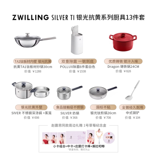 双立人 silver厨具套装 钛制厨具 13件套 银光抗黄