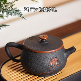 滇匠紫陶 肌理纹汉瓦壶 紫陶茶壶 200mL 肌理纹