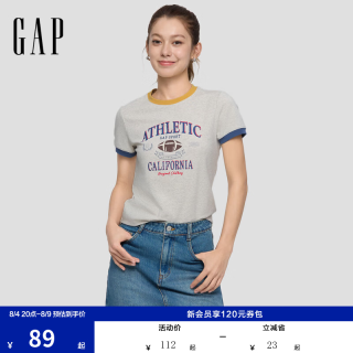Gap 858888 Logo印花 浅灰白 M 女士T恤