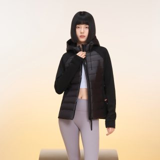 移动端：美力城 鹅绒填充 轻薄修身 连帽短款 女士羽绒服
