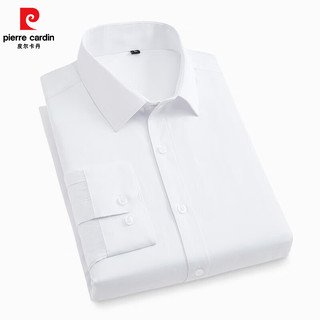 皮尔卡丹 纯色免烫抗皱 白色 XL 长袖衬衫