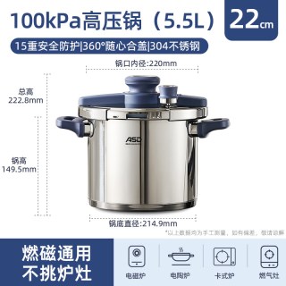 88VIP：爱仕达 YS22B1WG 不锈钢压力锅 22cm 5.5L