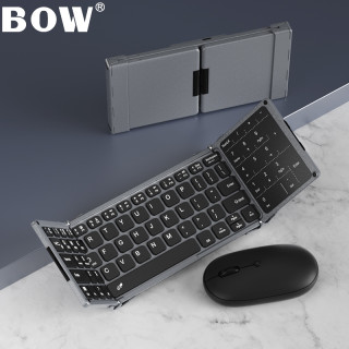 航世 BOW航世三折叠无线蓝牙键盘鼠标带数字触控iPad手机平板通用便携