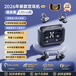 萨勒芬妮 蓝牙耳机无线耳夹式骨传导概念双耳半入耳二合一通话降噪超长续航跑步运动 石墨黑