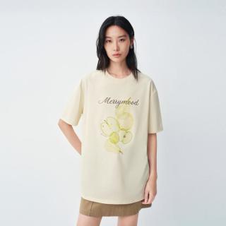 太平鸟 宽松字母水果图案短袖T恤女