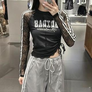 adidas 阿迪达斯 透气蕾丝 长袖运动T恤