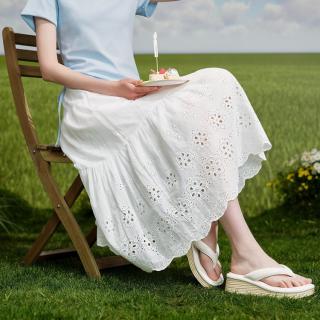 唐狮 春夏女长裙镂空绣花女长款半身裙高级感设计感时尚简约半截裙女裙