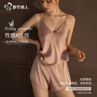 都市丽人 女士睡衣冰丝吊带短裤家居服