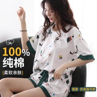 古今 舒适亲肤全棉睡衣女士夏季短袖家居服套装可外穿