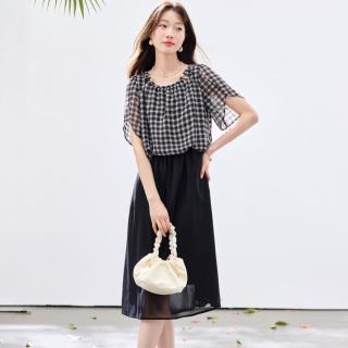 舒朗 连衣裙女夏季高级感气质大牌26年新款圆领高端减龄连衣裙中长款