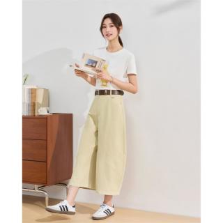 爱依服 商场爱依服2026夏季通勤宽松直筒显瘦女潮酷休闲阔腿七分裤