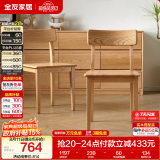 全友 家居现代简约北欧风餐椅实木客餐厅家用吃饭凳子阳台休闲靠背椅子