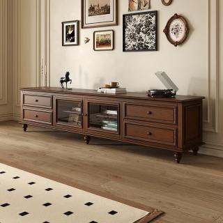 麻里麻里 三佑美式实木电视柜 1.6米 胡桃色