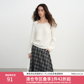 范思蓝恩 镂空钉珠兔毛针织衫女秋冬2025新款圆领套头打底衫4215 奶白色 S