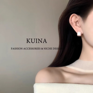 半日逅屿 珐琅小方糖耳钉针女士耳环2026新款爆款高级感小众粉色耳饰品 粉色珐琅方糖