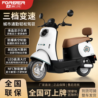 永久 电动摩托车电动车两轮踏板电瓶车60V大功率茶白色-双鼓刹 60V26A