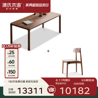 源氏木语 实木餐桌简约黑胡桃木长方形饭桌小户型餐厅家用桌椅组合 (黑胡桃木)2m一桌四椅 K00S01
