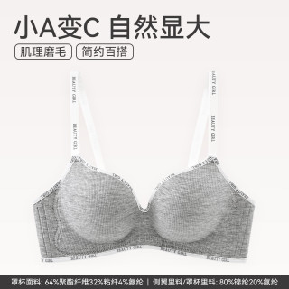 芬腾 小胸显大立体舒适文胸 花灰 XL
