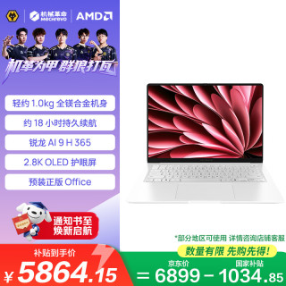 机械革命 星耀14 锐龙AI9版 14英寸 游戏本 星耀白（锐龙AI 9H 365、集成显卡、32GB、1TB、2880*1800、OLED、120Hz）