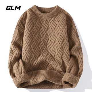 GLM 秋冬新款慵懒风学生加厚保暖打底针织衫宽松套头毛衣 男外套