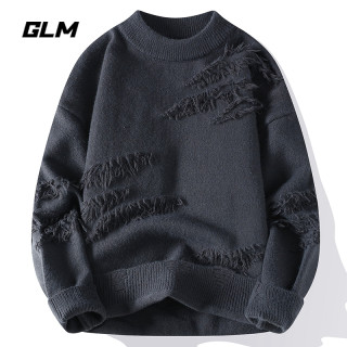 GLM 秋冬新款慵懒风松弛感加厚保暖打底针织衫宽松套头毛衣 男外套