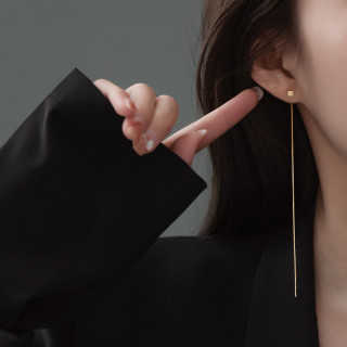金美澳 铜合金耳饰 耳线2026年火爆款网红款轻奢高级感流苏长耳链