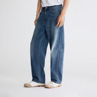 Lee 26早秋新品五袋款761宽松阔腿牛仔裤中蓝色男休闲