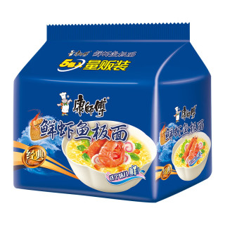 康师傅 方便面 鲜虾鱼板面98g*5连包